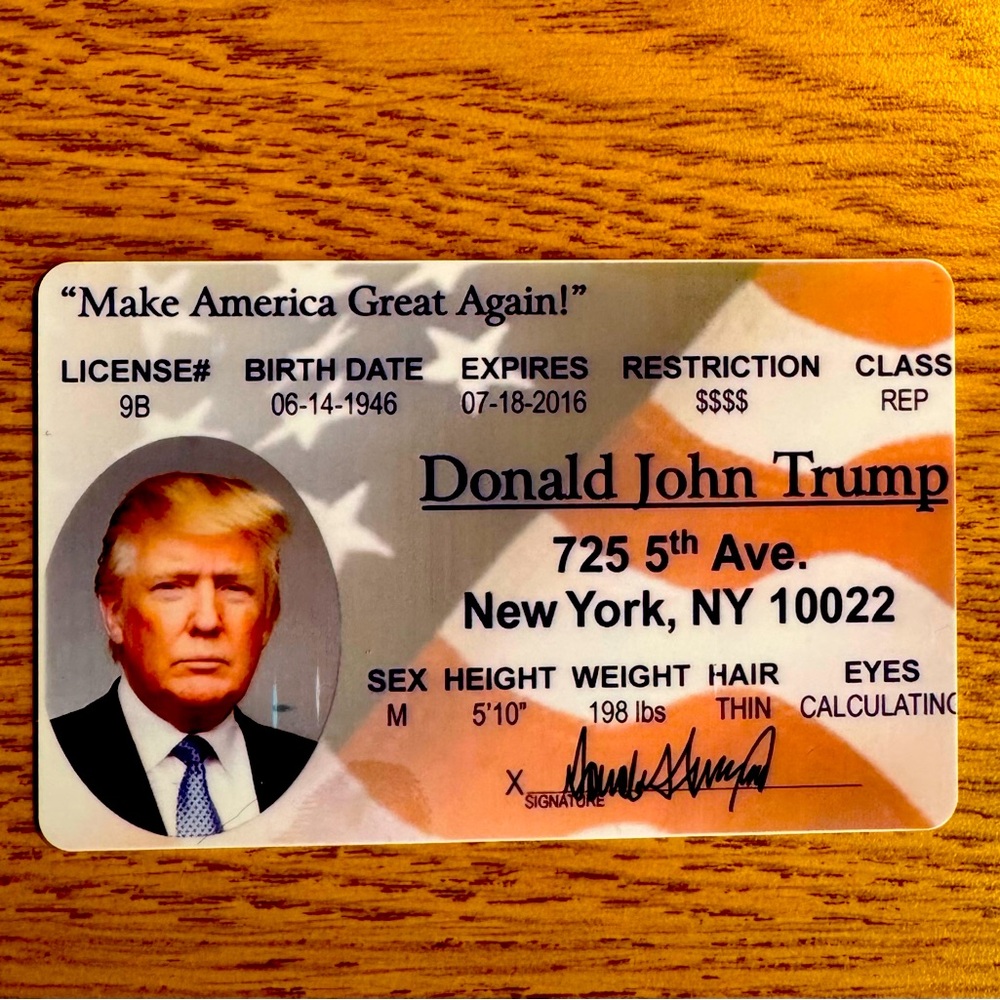 Donald Trump Novelty Presidential Card